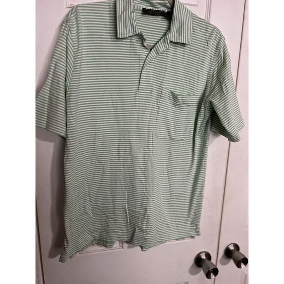 BIRD DOG BAY Polo Shirt Mens Small‎ Green Striped Golf - Picture 1 of 2
